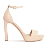 Beige læder platform stiletto sandaler