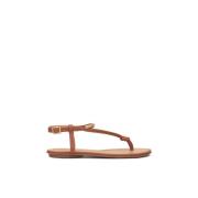 Flade brune læder flip-flops stil sandaler