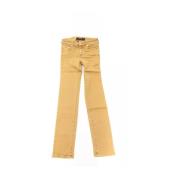 Beige Bomuld Damejeans Vintage Stil