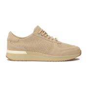 Beige perforerede ruskindssneakers