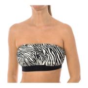 Zebra Print Bikini Top med Lynlås