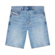 Indigo Denim Bermuda Shorts med Logo