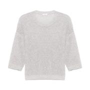 Paillet Sweater Lys Grå Crew Neck