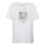 Hvid Kittens Grafisk Afslappet T-shirt