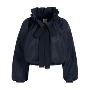 Navy Blue Top med elastiske manchetter