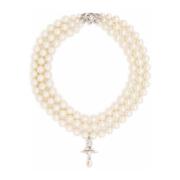 Perle Drop Choker Halskæde Platin Multi