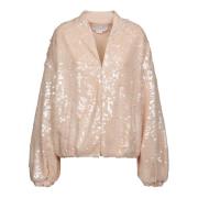 Pink Sequin Bomber Jakke