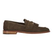 Suede kalveskind loafers med tassels