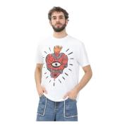 Grafisk Hjerte Flamme Print T-shirt