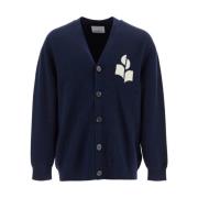 Oversized V-Neck Cardigan med Logo