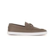 Taupe Slip-On Sandaler med Sølvnål