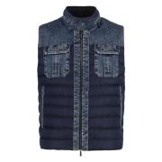 Gåsedun Bodywarmer Jakke med Denim Detaljer