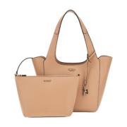 Beige Syntetisk Dame Shopping Taske