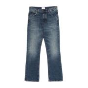 Indigo Denim Jeans Knaphuls Lukning