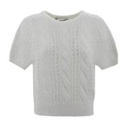 Hvid Mesh Crew Neck Top