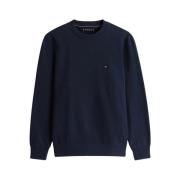 Blå Crew Neck Sweatshirt med Broderet Logo