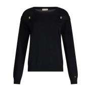 Sort Logo Sweater med Crew Neck