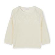 Perforeret sweater med jacquard-design