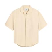 Beige Button-Up Skjorte med Logo