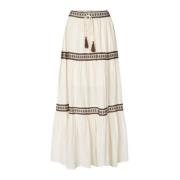 Bohemeinspireret Diamondll Maxi Nederdel i Creme