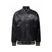 Varsity Satin Bomber Jacket Cotton