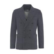 Blå Dobbeltbrystet Fleece Blazer AW24