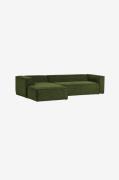 Kave Home - Sofa Blok 3-pers. med venstre chaiselong - Grøn - 3-pers. ...