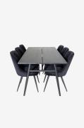 Venture Home - Spisegruppe Sleek med 6 spisebordsstole Velvet Deluxe -...