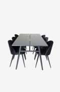 Venture Home - Spisegruppe Sleek med 6 spisebordsstole Velvet - Sort -...