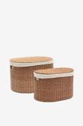 Kave Home - Indali sæt med 2 rattan-kurve, Ø 50 cm / Ø 55 cm - Brun - ...