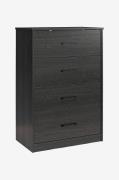 Dorel Home - Kommode med 4 skuffer i Mdf BrEz - Sort - Kommoder - - Ho...