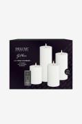 DeluxeHomeart - LED Giftbox Pillar Candle 4 stk + fjernbetjening - Hvi...