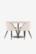 Venture Home - Lycke-spisebord med spisebordsstol i fløjl - Beige - Sp...