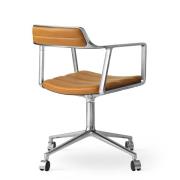 Vipp 452 Swivel Chair - Castors - Læder - Camel