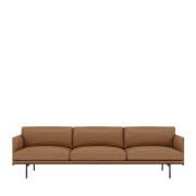 Muuto Outline Sofa - 3.5pers. - Cognac Refine Læder - Sort Stel