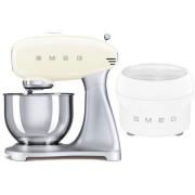 Smeg Røremaskine med ismaskine, creme / stål