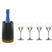 Riedel Summer Set Prosecco med vinkøler, sort/guld