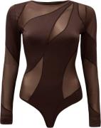 OW Collection Spiral Bodysuit Kvinde Brown Toppe Str L - hos Magasin