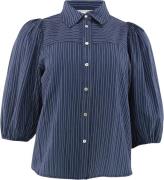 CONTINUE Alicia Kvinde Navy Blue Stripe Kortærmede Bluser Str L - hos ...