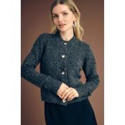 A-VIEW Audrey Knit Cardigan Kvinde Dark Grey Langærmede Bluser Str XS ...