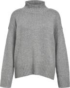 Object Objagnes LO LS H. Neck Knit Pullover Kvinde Medium Grey Melange...