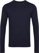 Lindbergh Merino Strik med Rund Hals Mand Navy Sweaters Slim Fit Str L...