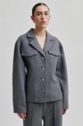 Second Female Vall Wool Shirt Kvinde Grey Melange Skjorter Str S - hos...