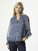 Neo Noir Leia Flower Graphic Blouse Kvinde Navy Langærmede Bluser Str ...