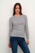 Kaffe Liddy Tshirt Kvinde Chalk / 52737 Midnight Marine Langærmede T-s...