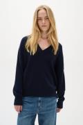 InWear Fosteriw Vneck Kvinde Marine Blue Sweaters Relaxed Fit Str L - ...