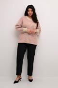 Kaffe Curve Kcverina Knit Pullover Kvinde Feather Gray Mel. / Rosa Swe...