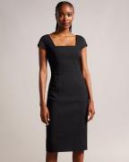 Ted Baker Fleuurr Square Neck Midi Dress With Kvinde Black Midi Kjoler...