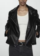 MANGO Fauxleather Biker Jacket Kvinde Black Overgangsjakker Str S - Læ...