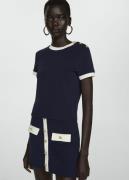 MANGO Tshirt With Contrasting Buttons Kvinde Navy Kortærmede T-shirts ...